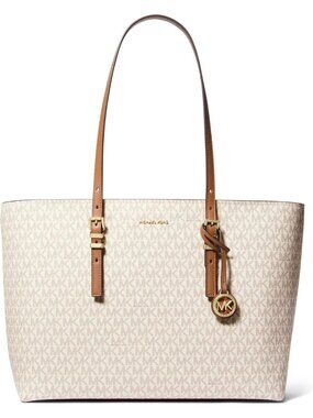 Women’s Gold-tone Hardware/Vanilla/Acorn  Imported Large Quinn Top-Zip Tote Hand
